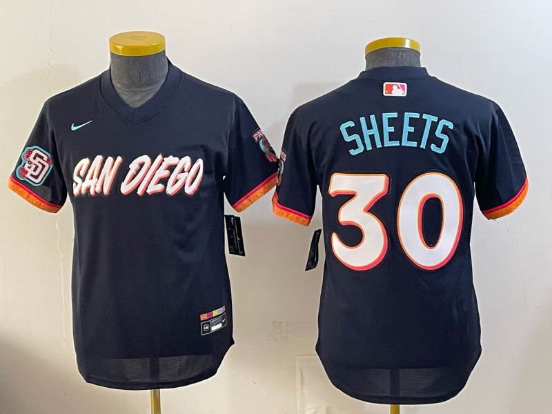 youth San Diego Padres #30 Sheets Nike blue MLB Jersey 0519003